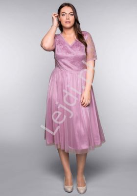 Koronkowo tiulowa sukienka plus size na wesele, komunie, chrzest