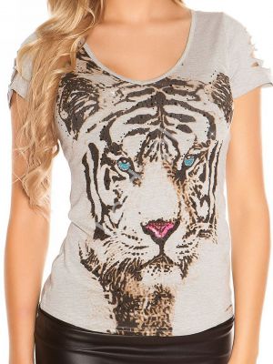 Szary t-shirt z tygrysem