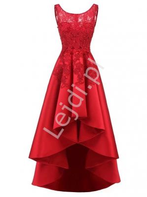 Czerwona sukienka z wydłużonym tyłem gabriela