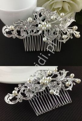 Grzebyk do włosów ze sztucznymi perełkami i kryształkami