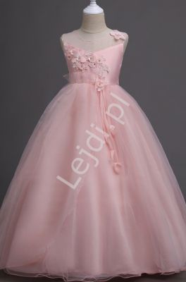 Sukienka dla dziewczynki z jasno różowego tiulu 708