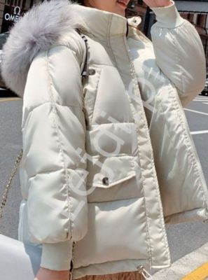 Zimowa kurtka oversizowa w kolorze złamanej bieli 3736