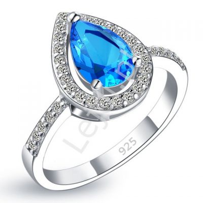 Srebrny pierścionek damski z niebieskim oczkiem, 925