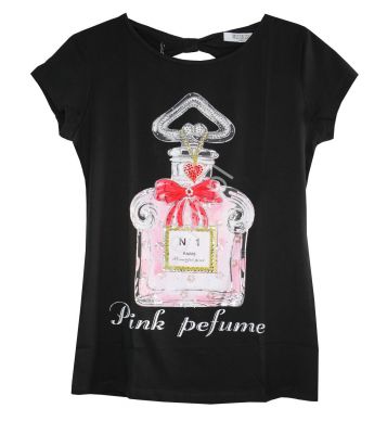Czarna koszulka damska z perfumami no1